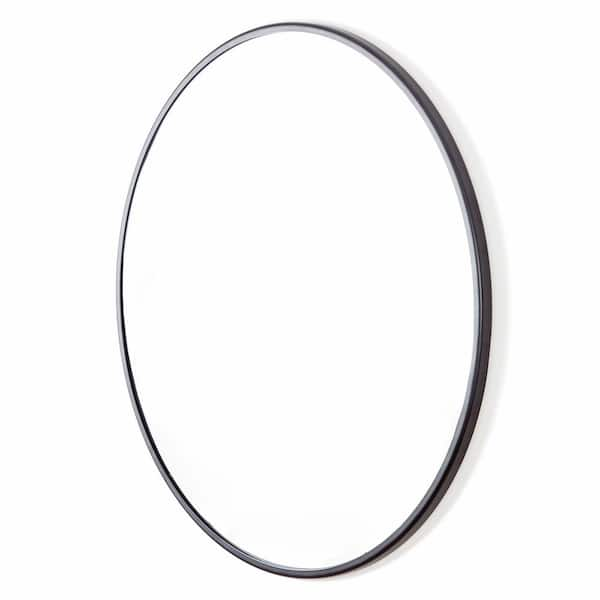 30 in. x 30 in. Modern Round Framed Adelina Black Circular Accent Mirror