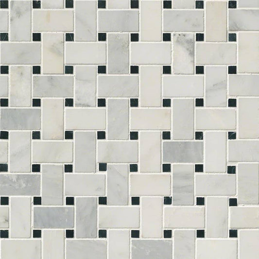 Greecian White Basketweave Pattern Polished