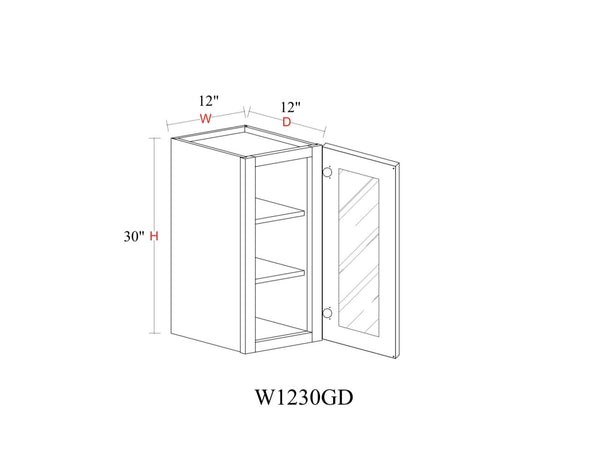 Wall Cabinet - 12"W x 30"H x 12"D Glass Door Only