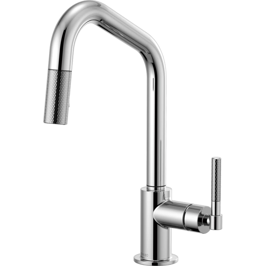 Litze Single Handle Angled Spout Pull Down Kitchen Faucet with Knurled Handle - Limited Lifetime Warranty