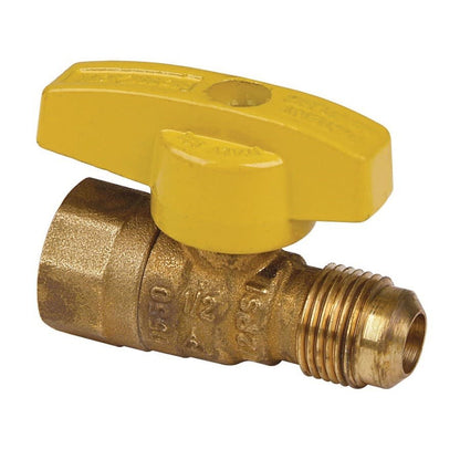 1-Piece Ball Valve, 1/2 in, Flare x FNPT, Standard Port, Brass Ball, Brass