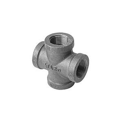 Cross, 1/4 in, FNPT, 150 lb, Malleable Iron, Galvanized, Domestic