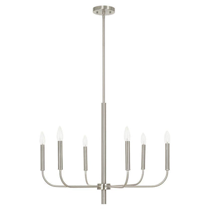 6-Light Brushed Nickel Classic Candlestick Chandelier