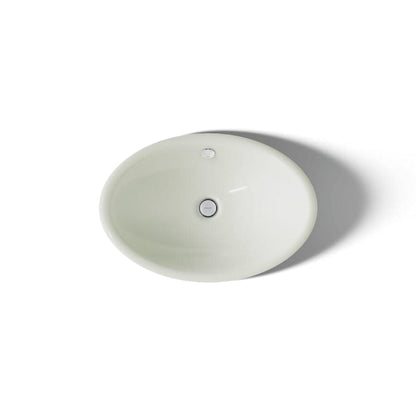 Iron Plains 20-3/4"L Cast Iron Drop-In Semi-Vessel Sink with Overflow and Black Painted Underside