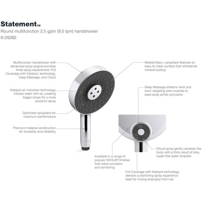 Statement 2.5 GPM Multi Function Hand Shower with MasterClean Sprayface and Katalyst Air Induction Technology