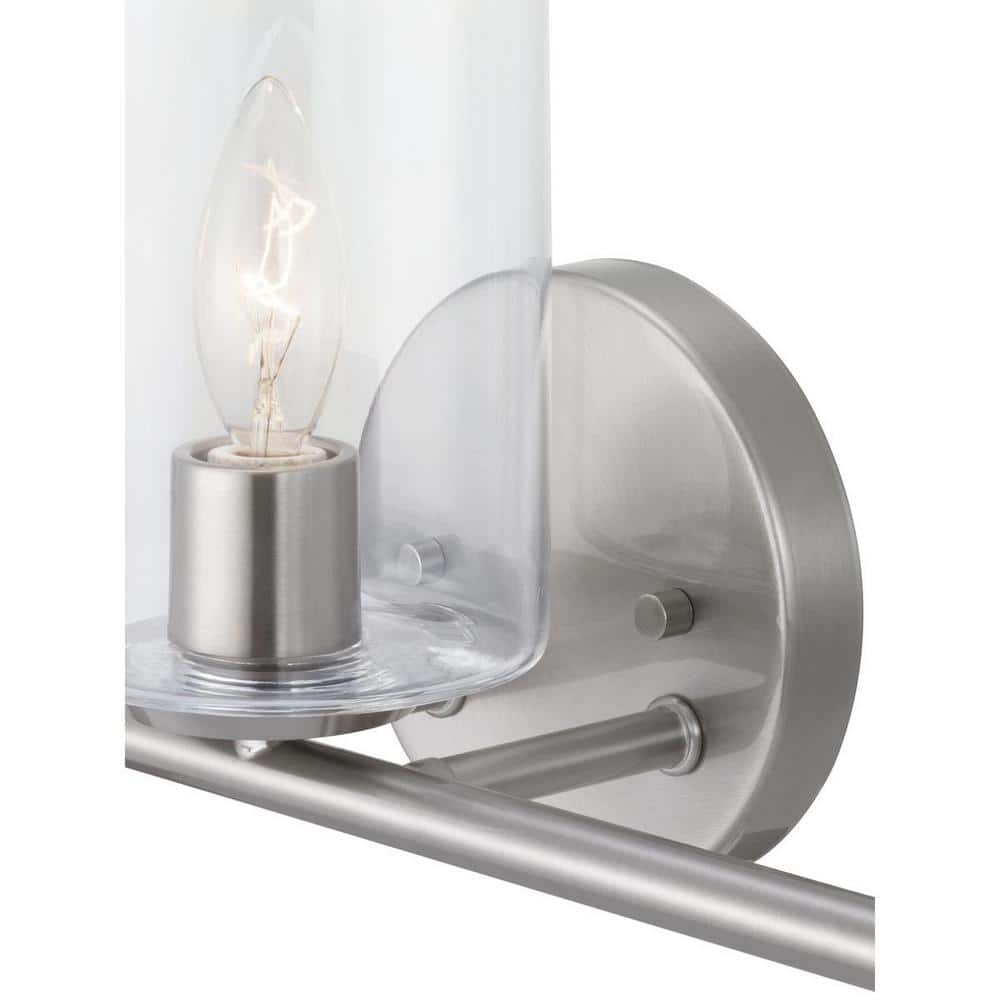 Champlain 22.375 in. 3-Light Brushed Nickel Modern Bathroom Vanity Light with Clear Glass Shades