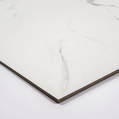 Carrara 12 in. x 24 in. Polished Porcelain Stone Look Floor and Wall Tile (16 sq. ft./Case)