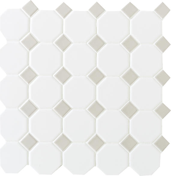 Octagon & Dot Matte White Octagon 2X2 Matte