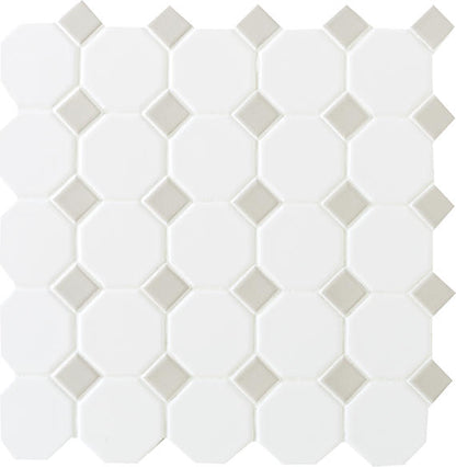 Octagon & Dot Matte White Octagon 2X2 Matte