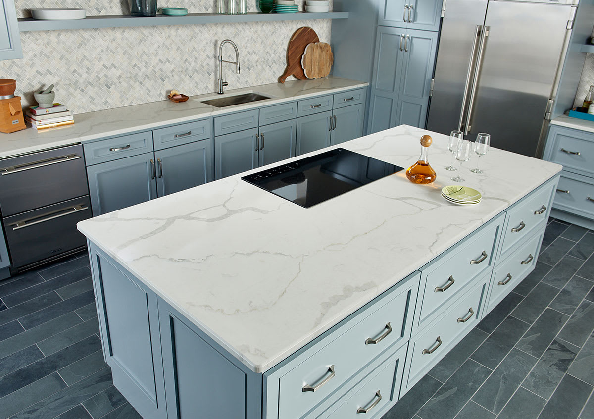 Arabescato Carrara Herringbone Pattern Honed in a Mesh