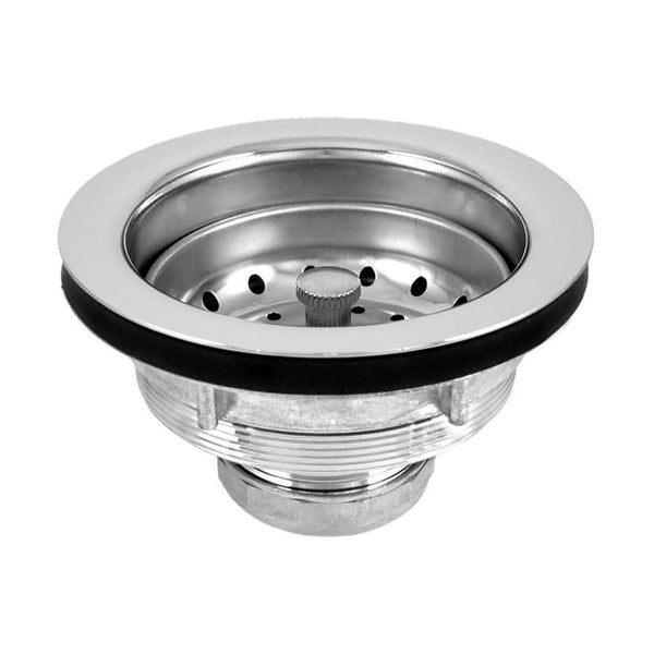 Lucky 7 Sink Basket Strainer, Polished Chrome Plated Brass Body w/ Stainless Steel Basket & 4 in Chrome Plated Tailpiece