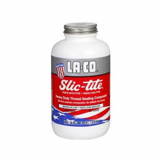 Slic-Tite® Premium Grade Pipe Thread Sealant, 1 pt Brush-In-Cap, Liquid, White