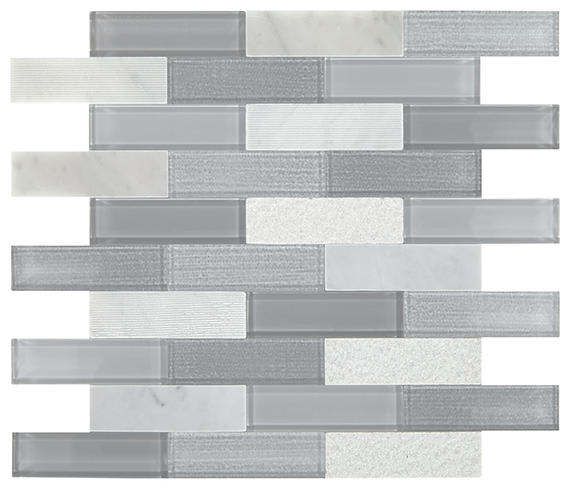 SimplyStick Mosaix Stormy Mist and glass Blend Brick 1 1/4X4 Mix