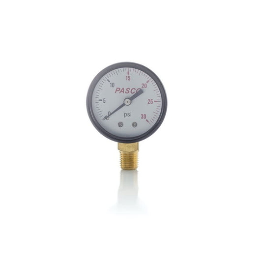 Pressure Gauge, 2 in Dia Dial, 0 to 30 psi, 1/4 in MNPT Bottom Connection