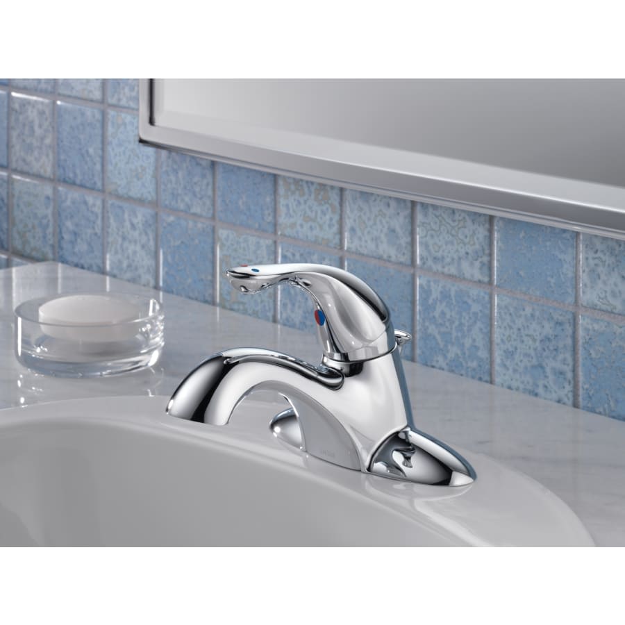 Commercial Single Handle Centerset Bathroom Faucet with Metal Lever handle and Drain Assembly