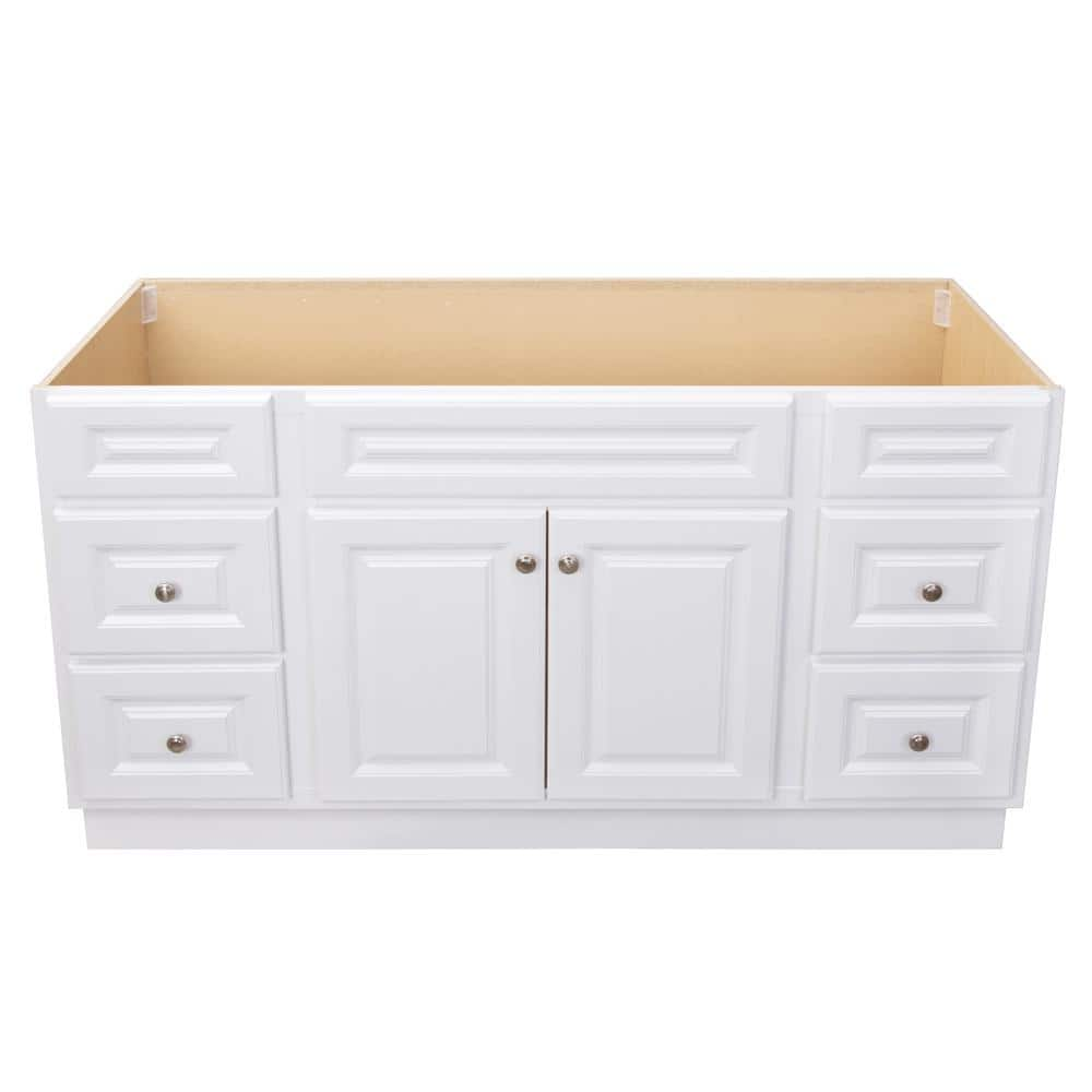 Hampton 60 in. W x 21 in. D x 33.5 in. H Bath Vanity Cabinet without Top in White