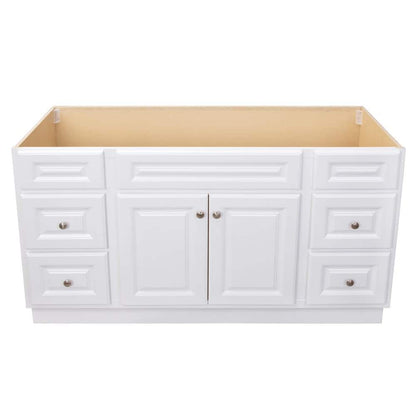 Hampton 60 in. W x 21 in. D x 33.5 in. H Bath Vanity Cabinet without Top in White