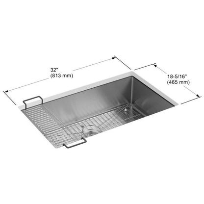 Strive 32" Single Basin Undermount 16-Gauge Stainless Steel Kitchen Sink with SilentShield