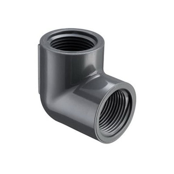 90 deg Elbow, 1/2 in, FNPT, SCH 80/XH, PVC