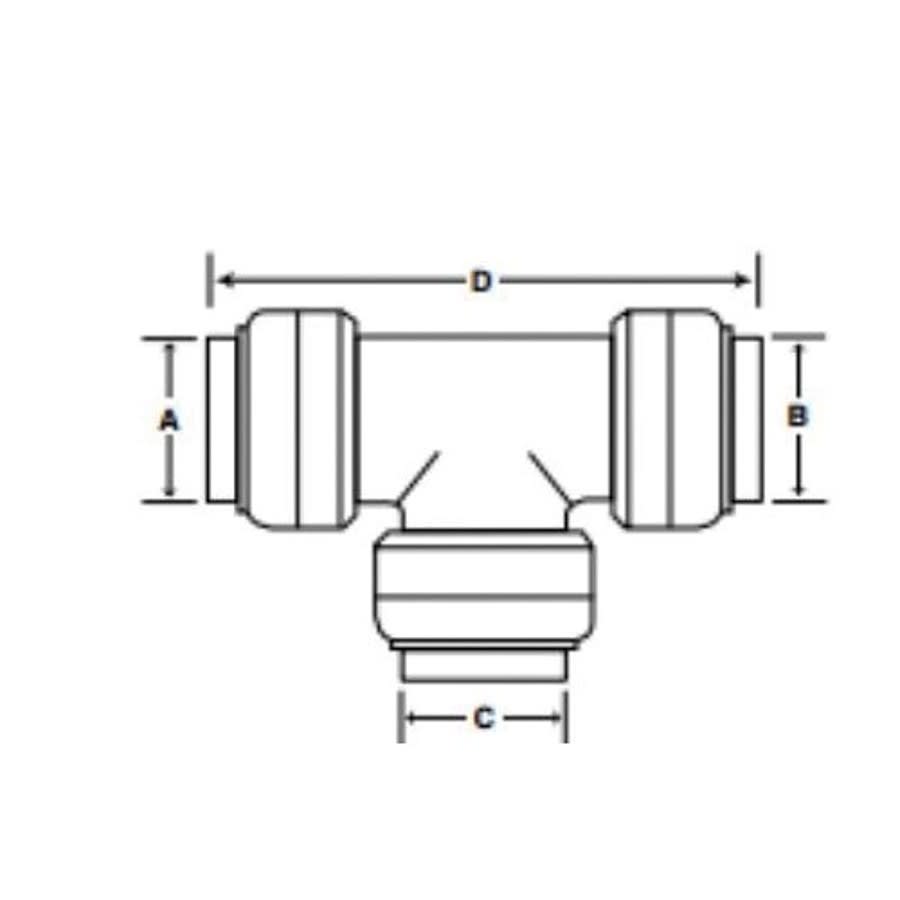 Tee, 1 in, Push, Brass
