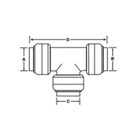Tee, 1 x 3/4 in, Push, Brass
