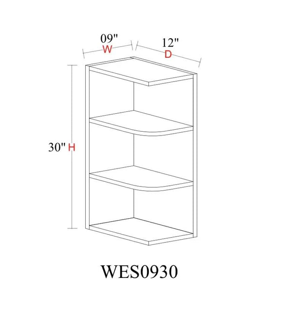 Wall End Shelf - 9"W x 30"H x 12"D