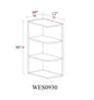 Wall End Shelf - 9"W x 30"H x 12"D