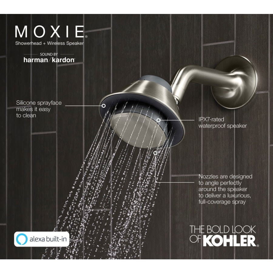 Moxie 2.5 GPM Single Function Shower Head with Bluetooth Technology