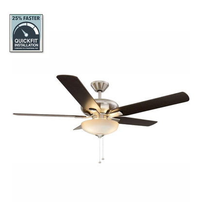 Holly Springs 52 in. LED Indoor Brushed Nickel Ceiling Fan with Light Kit