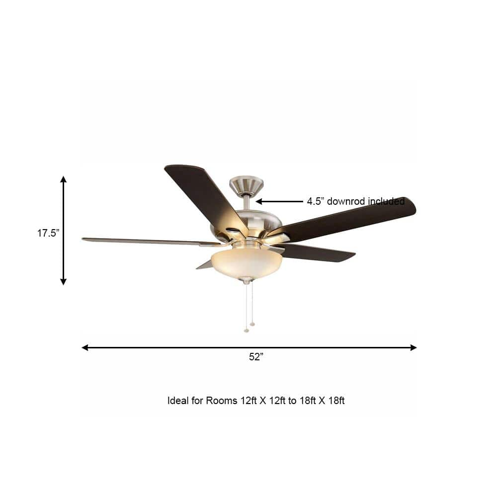 Holly Springs 52 in. LED Indoor Brushed Nickel Ceiling Fan with Light Kit