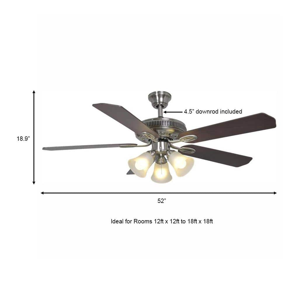 Glendale 52 in. LED Indoor Brushed Nickel Ceiling Fan with Light Kit