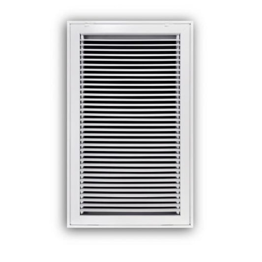 Fixed Bar Type Return Filter Grille, 14 x 25 in, 30 deg Pitch, 1 in Filter, Steel, White