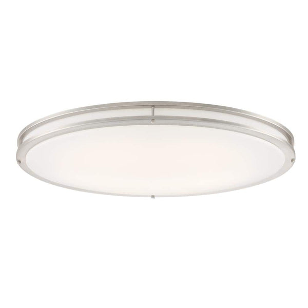 DC Series 32 in. 1-Light Modern Brushed Nickel Selectable Dimmable LED Oval Flush Mount with White Acrylic Shade