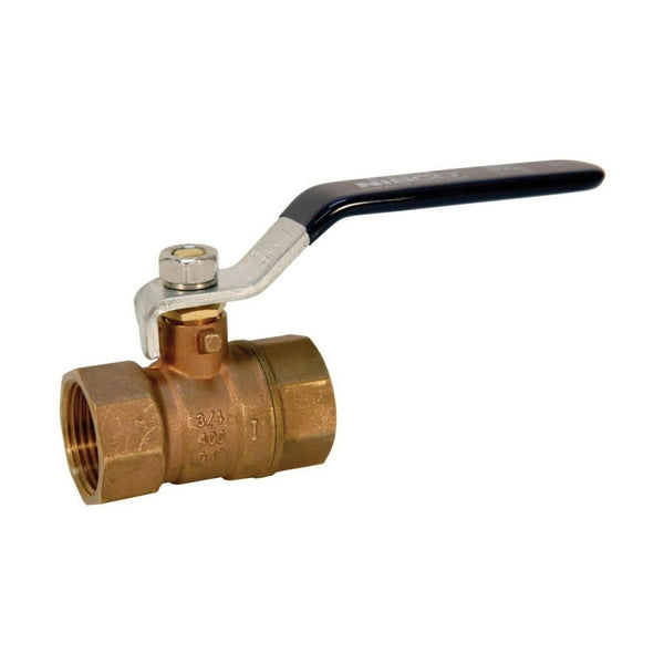 2-Piece Ball Valve, 3/4 in, FNPT, Standard Port, Plated Brass Ball, Bronze