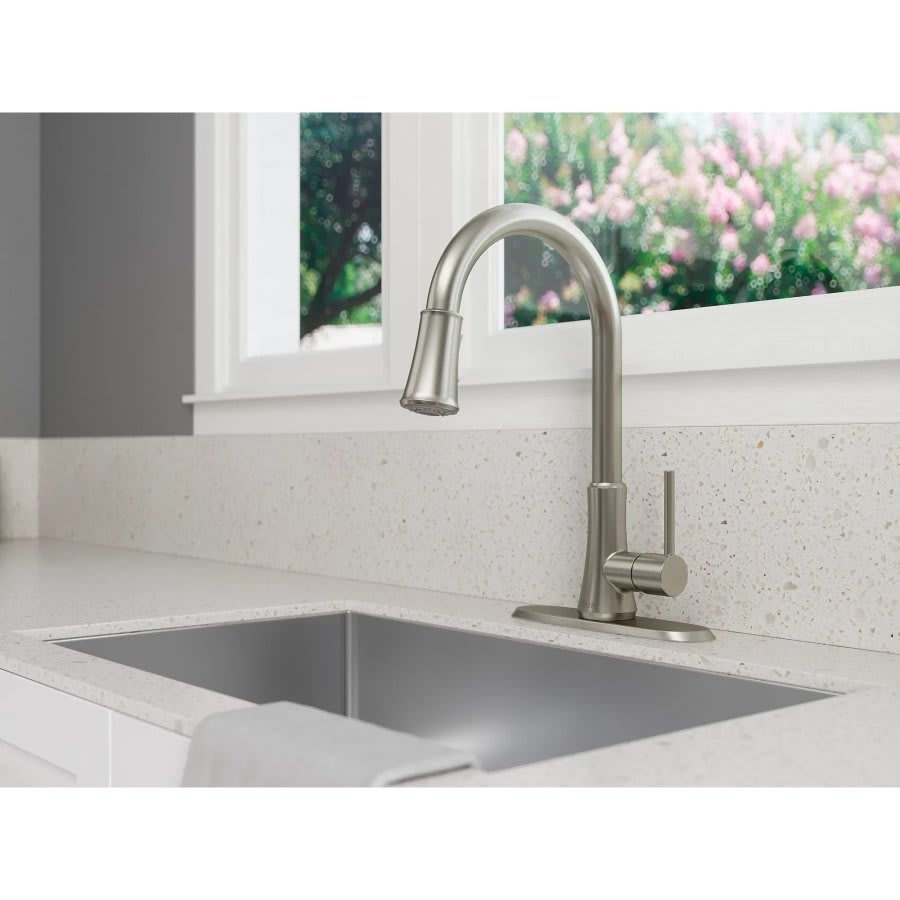 Pfirst Series™ Kitchen Faucet, Deck Mount, ADA, 1 Lever Handle, 1 or 3-Hole, Stainless Steel