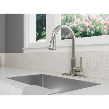 Pfirst Series™ Kitchen Faucet, Deck Mount, ADA, 1 Lever Handle, 1 or 3-Hole, Stainless Steel