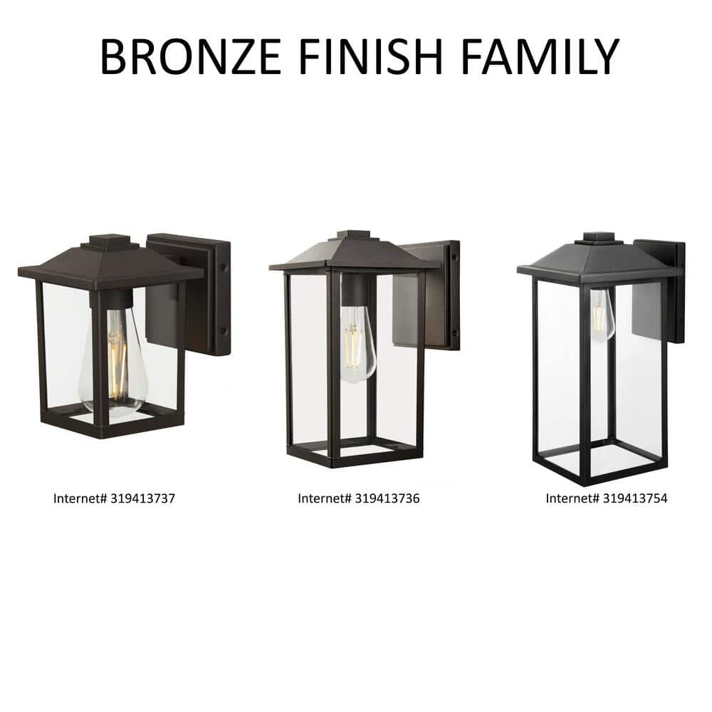 1-Light 12 in. Black Hardwired Transitional Outdoor Wall Light Lantern Sconce with Clear Glass