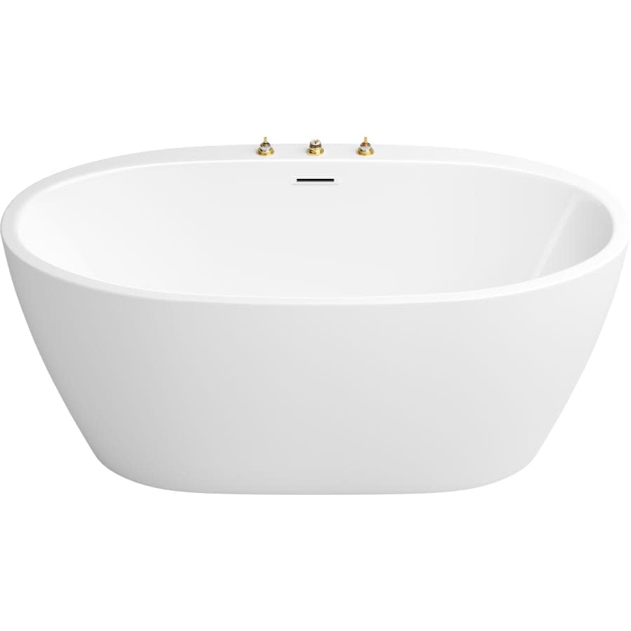 Cornwall 59" Free Standing Acrylic Soaking Tub with Center Drain, Drain Assembly, and Overflow