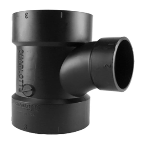 DWV Sanitary Tee, 6 x 4 in, Hub, ABS