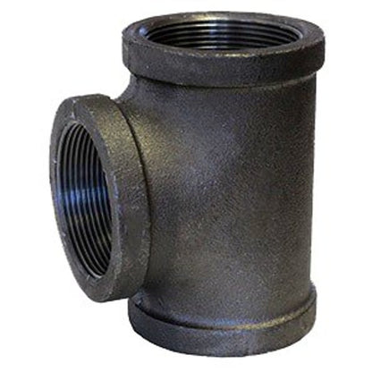 Tee, 3/4 in, FNPT, 150 lb, Malleable Iron, Black