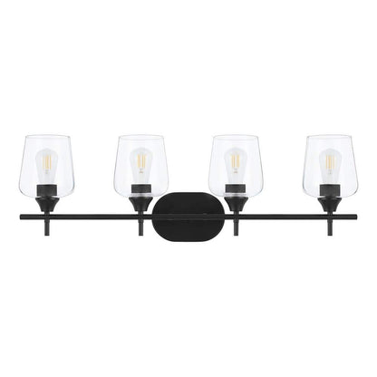 Pavlen 33 in. 4-Lights Black Vanity Light with Clear Glass Shade