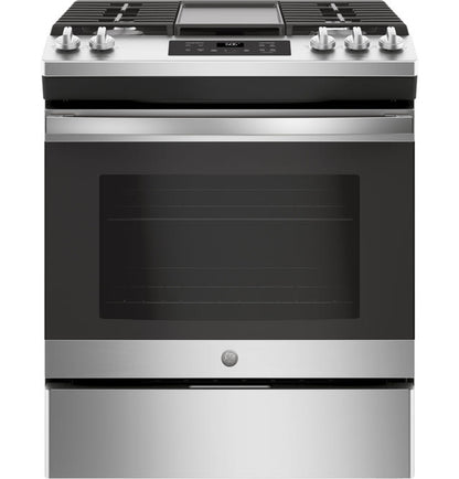 Ge® 30" Slide-In Front Control Gas Range