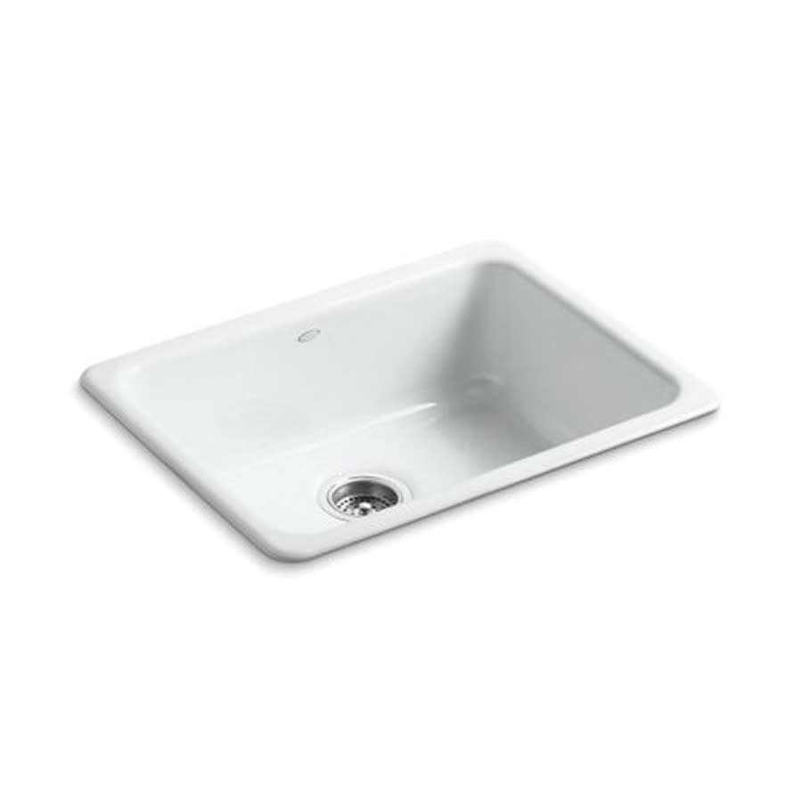 Iron/Tones® Single Bowl Bar Sink, Top/Under Mount, 24-1/4 x 18-3/4 in, 7-1/2 in Bowl Depth, Cast Iron, White
