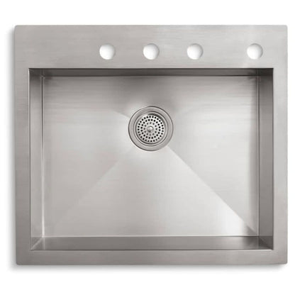 Vault 25" Single Basin Top-Mount/Under-Mount 18-Gauge Stainless Steel Kitchen Sink with SilentShield