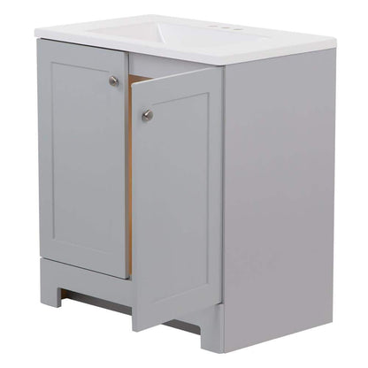 30 in. W x 19 in. D x 33 in. H Single Sink Freestanding Bath Vanity in Pearl Gray with White Cultured Marble Top