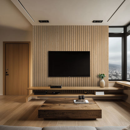 ACOUSTIC WOOD SLAT PANEL NATURAL REEDED