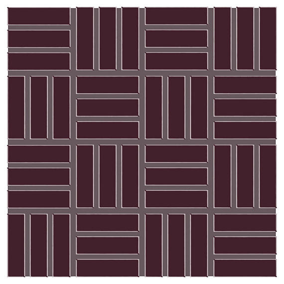 Color Wheel Mosaic Plum Crazy Straight Joint 2X2 Glossy