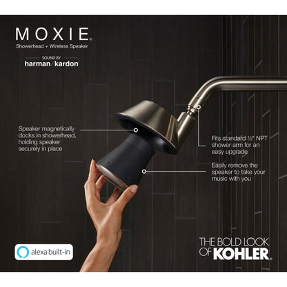 Moxie 2.5 GPM Single Function Shower Head with Bluetooth Technology