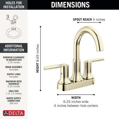 Trinsic 1.2 GPM Centerset Bathroom Faucet with Metal Push-Pop Drain Assembly