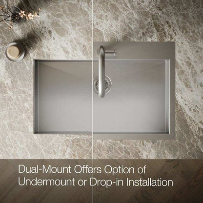 Vault 33" Single Basin Top-Mount/Under-Mount 18-Gauge Stainless Steel Kitchen Sink with SilentShield